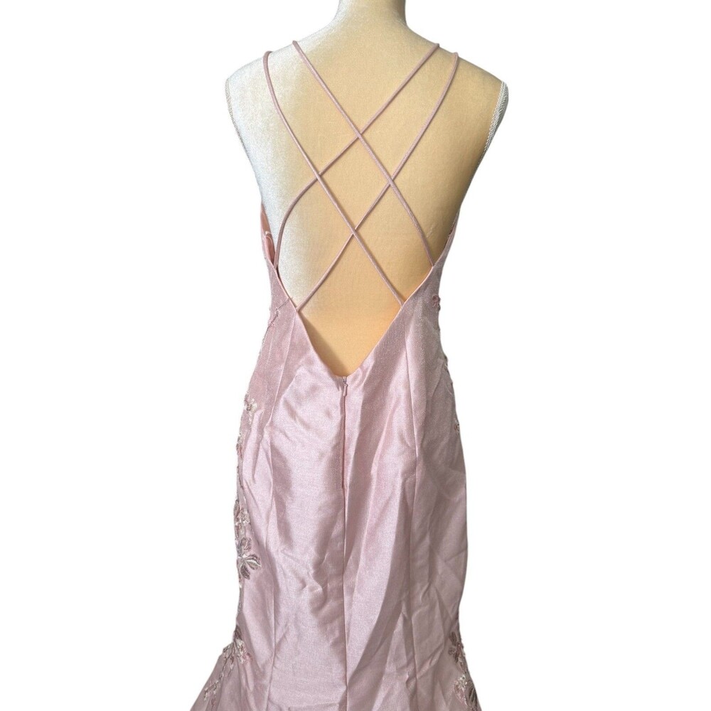 NEW Madison James Blush Pink Dress Sz 8 Floral Embroidered Floral Prom Wedding - Picture 4 of 16